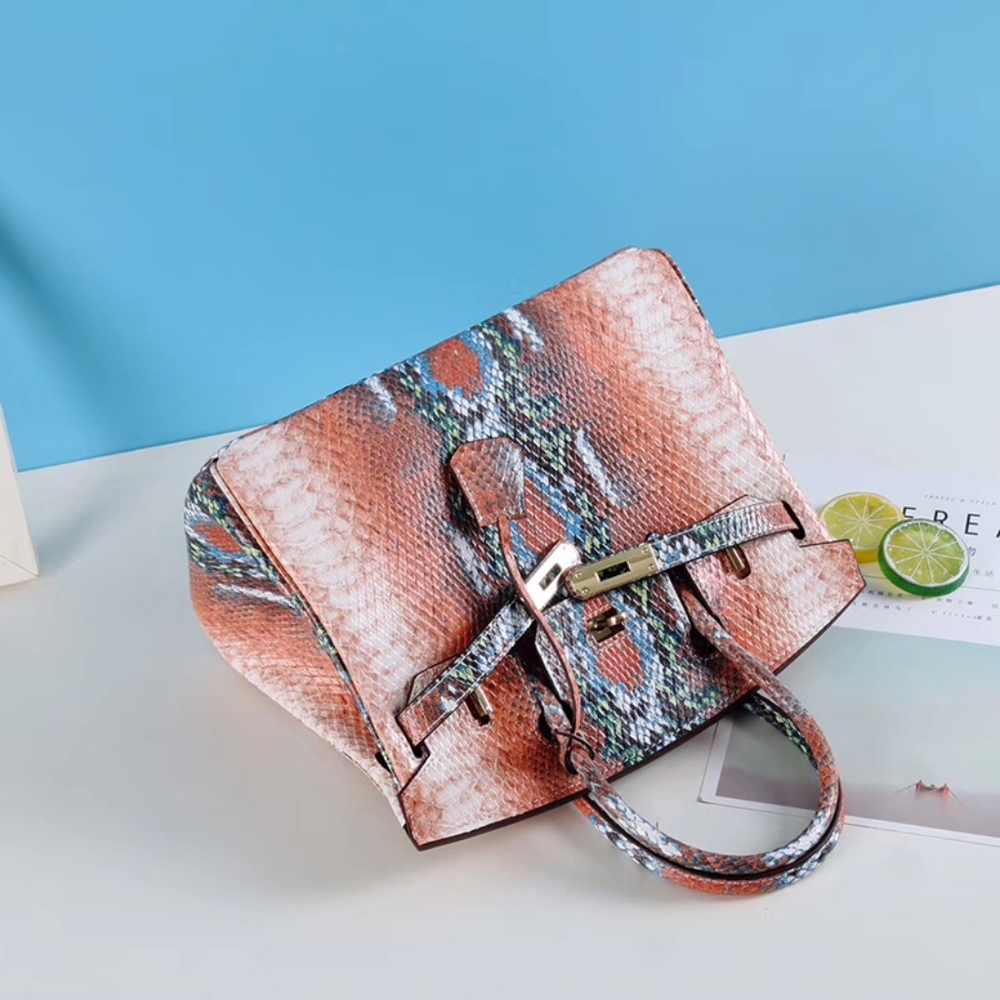 Python Embossed Leather Tote - Picture 5 of 6